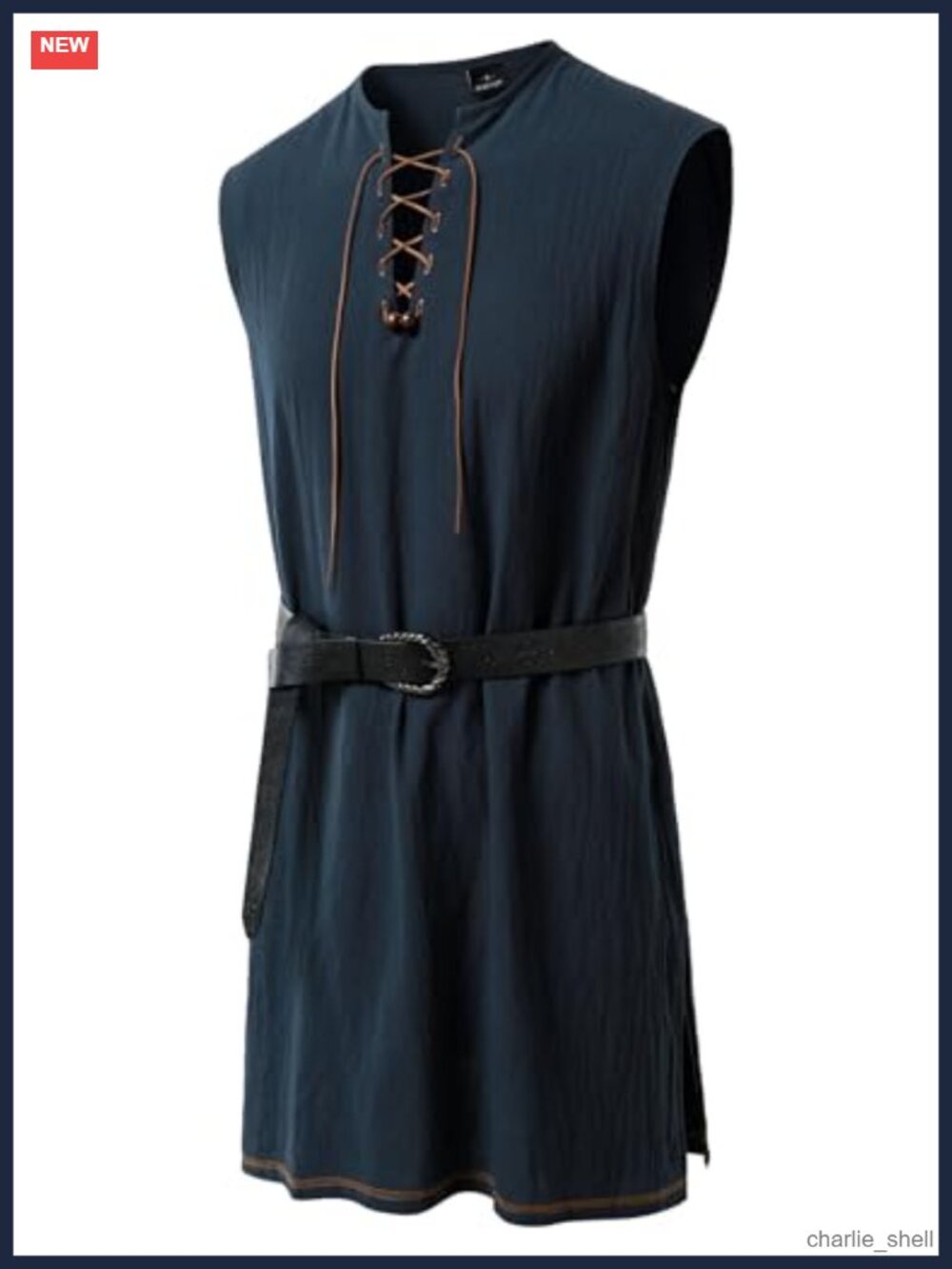 Men's Medieval Renaissance Viking Tunic Costume Shirt Sleeveless Cotton